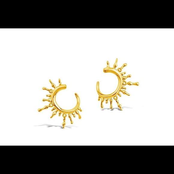 Glod Radiant Beams Earrings Sterling/18k GP - Picture 2 of 4